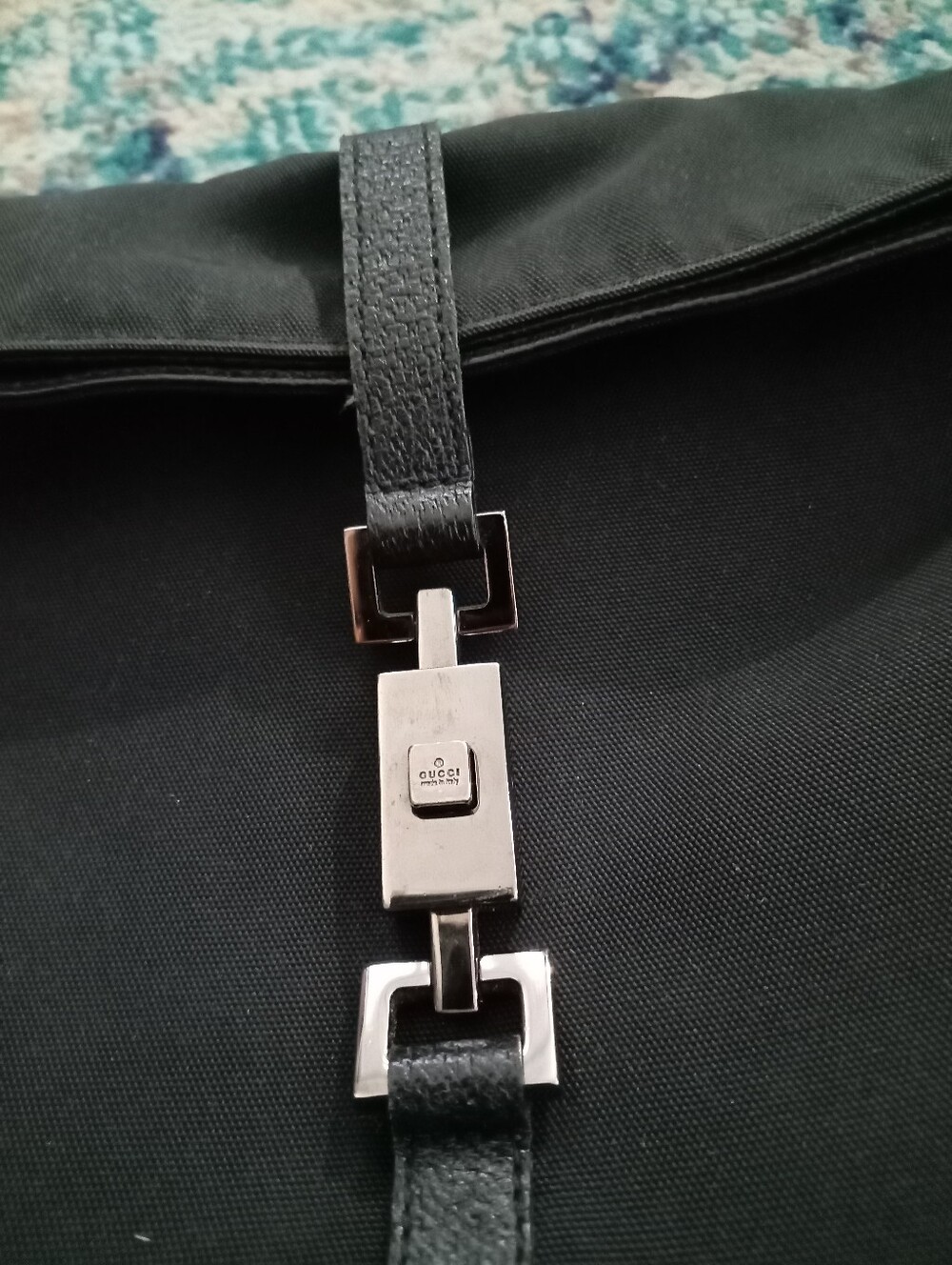 Gucci Black Canvas Jackie Shoulder Bag with Leather Trim - Picture 7 of 15